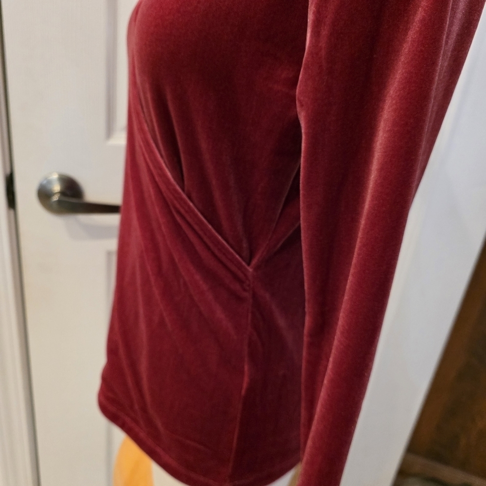 J. Crew Velvet Wrap Top - Cranberry - Picture 4 of 8